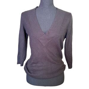 New York & Company Women’s Black Essential V-Neck Sweater Sz Medium